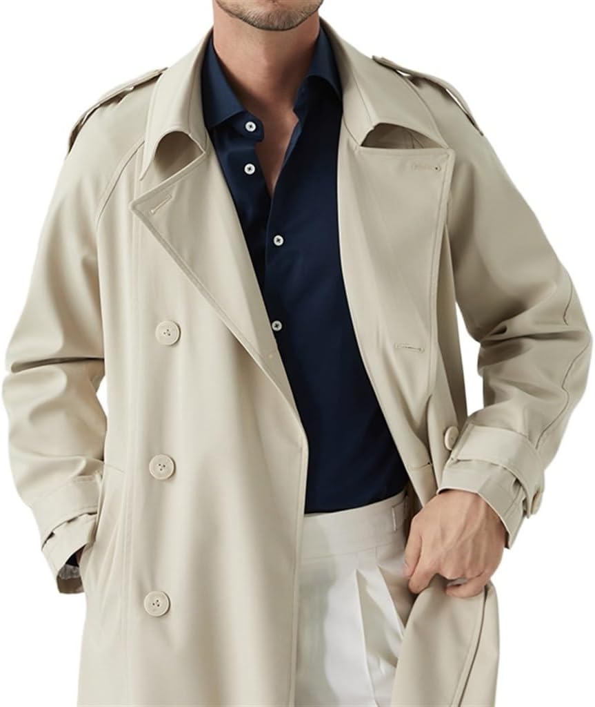 Spring and Autumn Windbreaker Men's Youth Mid-length Over-the-knee Loose Casual British Coat