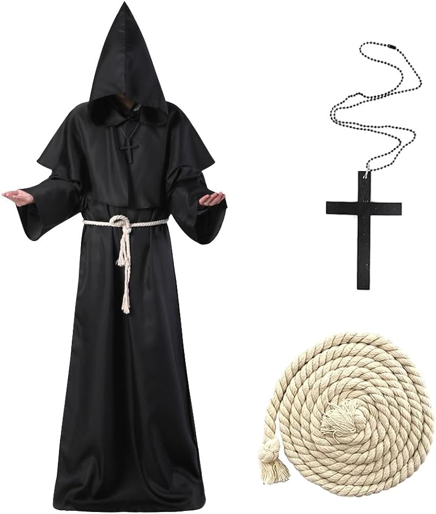 Aomig Deguisement Moine, Médiéval Renaissance Moine Costume Robe, Capot