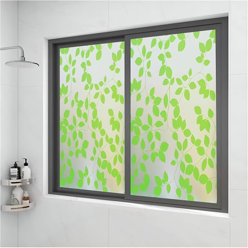 Image of Decorative Glass Film Window Film for Glass Film for Windows Privacy - Green Leaves |24 X 240 Inchs