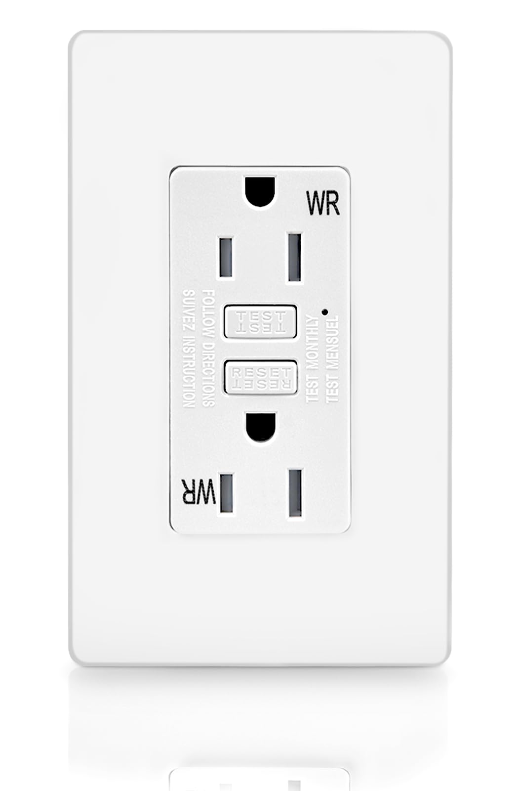 Enchufe GFCI 15A Resistente A Manipulación Y Clima | Con Placa Incluida | Gig HY-GFCI-15A