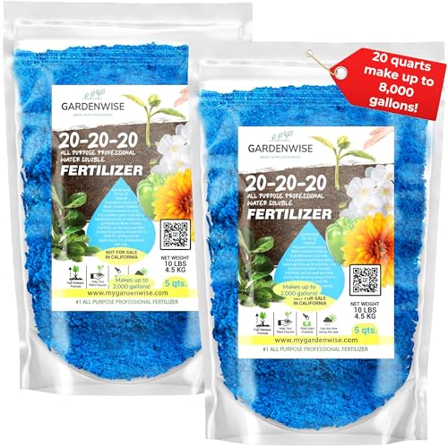 Image of Gardenwise 20-20-20 Water-Soluble Fertilizer - Powder for Liquid Plant Food for Indoor & Outdoor Plants, Orchids, Vegetables, Lawns, Flowers - 20 20 20 Fertilizer (20 QUARTS)