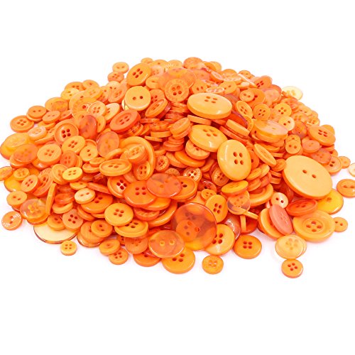 Swpeet 650 Pieces Assorted Sizes Resin Buttons 2 And 4 Holes Round Craft Buttons For Sewing Diy Crafts Children's Manual Button Painting(Orange) #TOP2