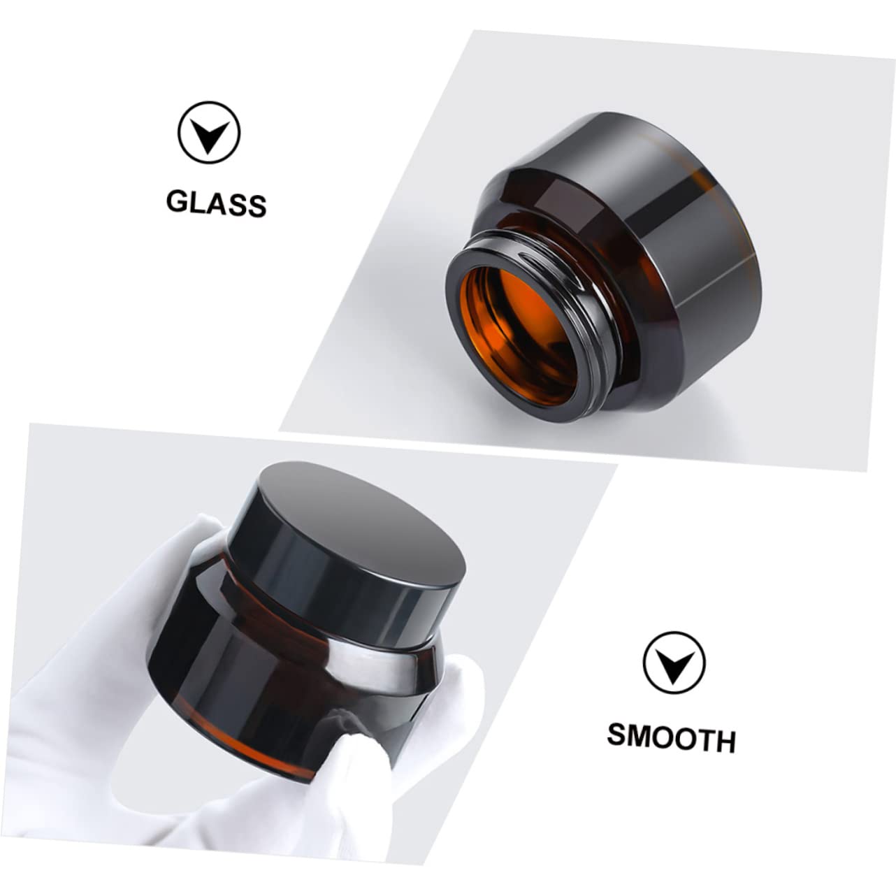 FRCOLOR 5pezzi Vasetti di Crema Marroni in Vetro Bottiglie da Viaggio Resistenti alla Luce per Cosmetici Barattoli Vuoti per Viso Unguenti e Altri Prodotti per Cura