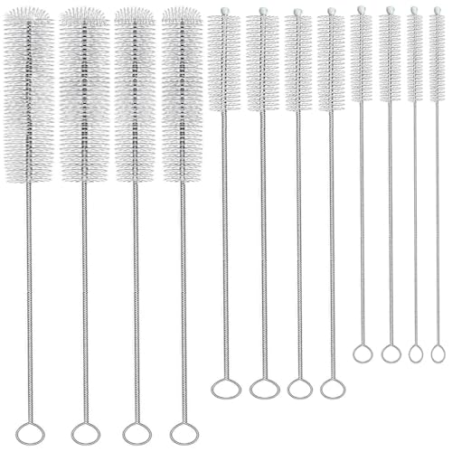KUTO 12 Pcs Straw Cleaner Brush Kit with Nylon Bristles - Extra Long Pipe Cleaners for Tumbler, Water Bottle, Sippy Cup, Tubes & Hummingbird Feeders - 6 Different Diameters