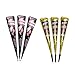 Produktbild 6x Henna Tattoo Temporäre Tattoo Natürliche + 10x Henna Tattoo Schablone,Temporäre Mehndi Tattoos, Natürliche Kegel, Tattoo sticker, Temporäre Tätowierung (Schwarz & Braun)