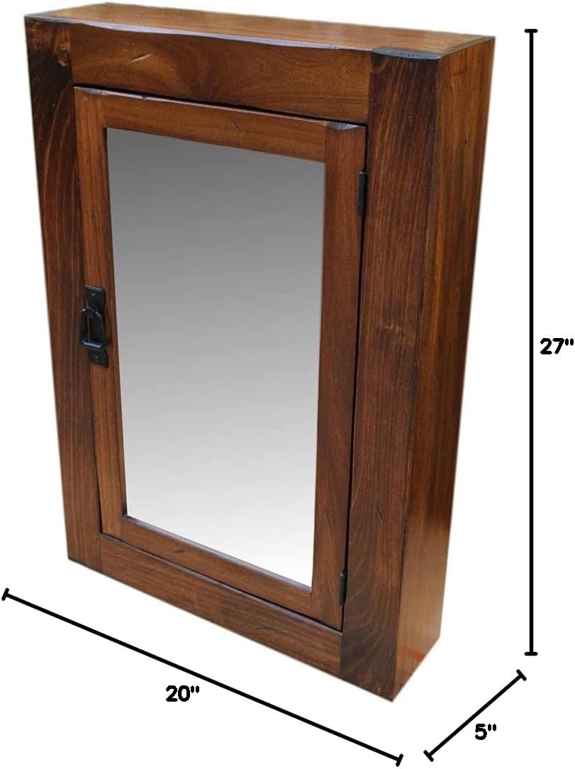 D&E Wood Girona Rustic Mission Medicine Cabinet/Medium Walnut Finish