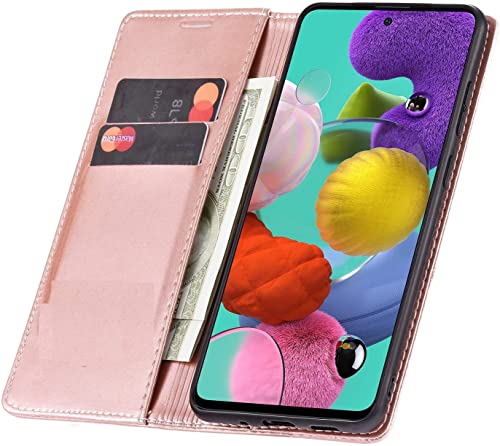 Image of ClickCase for vivo Y27 Sheepskin Series Faux Soft Leather Wallet Flip Case Kick Stand with Magnetic Closure Lightweight Slim Flip Cover for vivo Y27 (Rose Gold)