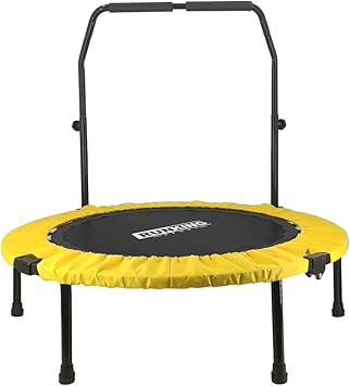 Amazon Raku トランポリン 耐荷重0kg 補助手すり付き 静音 折りたたみ式 組み立て簡単 安全性高い 収納簡単 フィットネス エクササイズ ダイエット トレーニング 6本脚 大人用 子供用 日本語取扱説明書付き イエロー Raku 室内用トランポリン