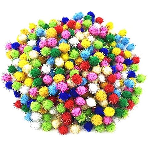 Kbraveo 1000pcs 1/2 Inch Glitter Poms Sparkle Balls for Craft,Multicolored Glitter Poms Cover