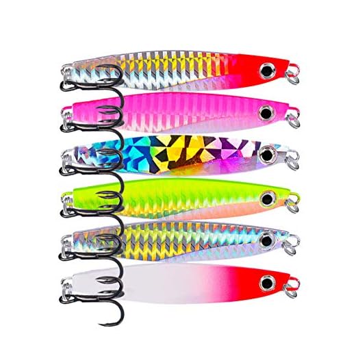 Facikono Saltwater Fishing Jigs Vertical Flat Jigging Lure, 6pcs Metal Sinking Lure for Tuna, Amberjack, Kingfish, Snapper, 1-2/5oz, 3.3in