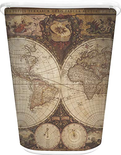 RNK Shops Vintage World Map Waste Basket - Double Sided (White)