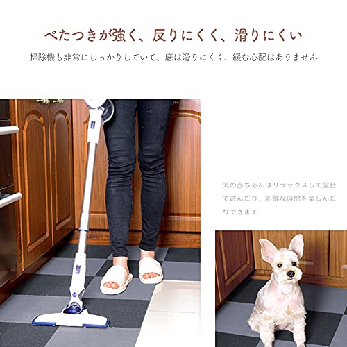 ATOKA タイルカーペット ジョイントマット タイルマット 吸着マット 大判【30*30cm*20枚】玄関 滑り止めマット カーペット 自宅/オフィス 床保護 防音 ハサミでカット可 洗える ペット/お年寄り 向けです 猫犬滑り止め対策 設置簡単（ダークグレー+ライトグレー) [2]