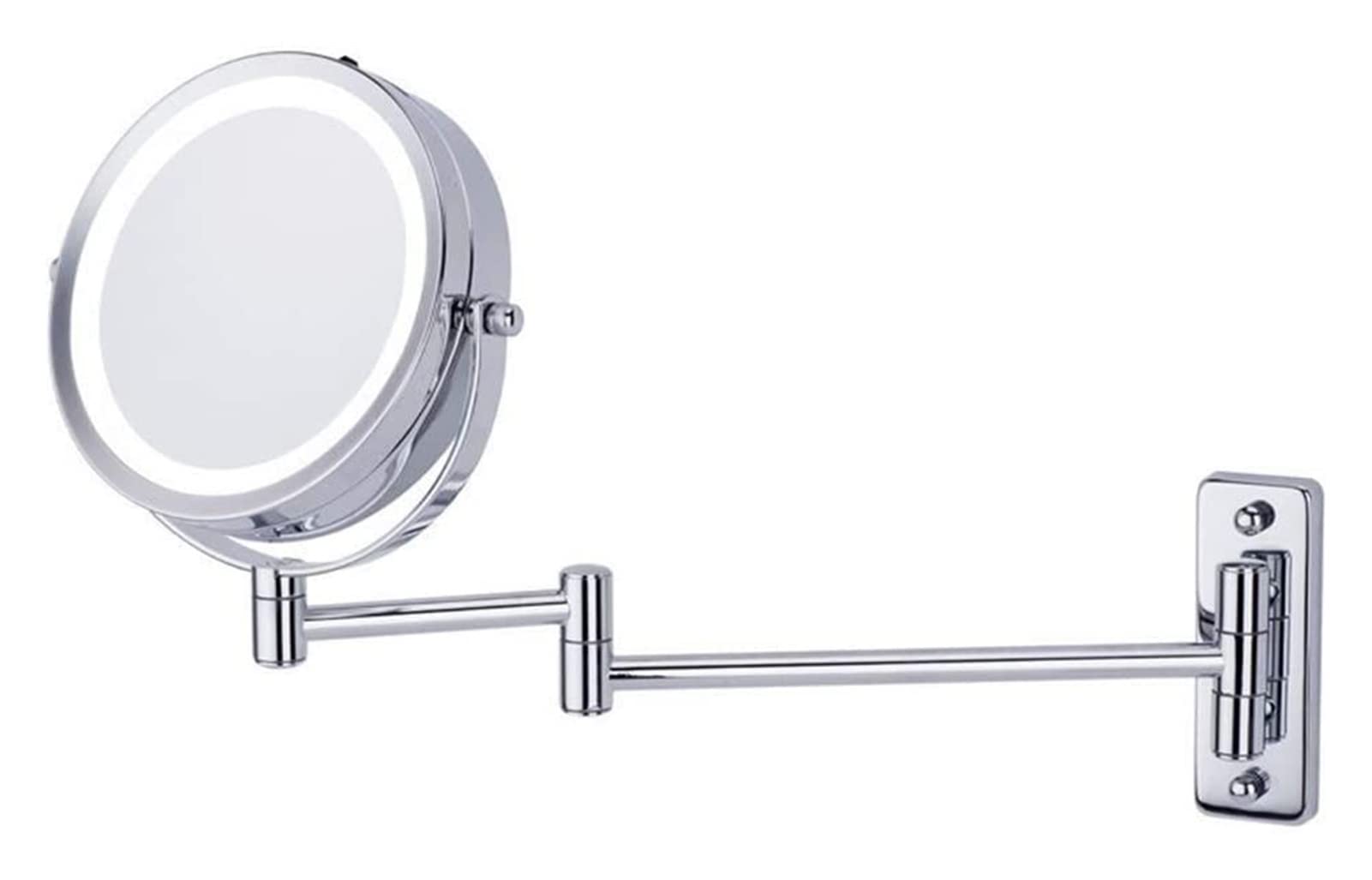 TYUHDUYUR Cosmetic Vanity Mirror LED Double-Sided Makeup Mirror 6-inch Wall-Mounted Folding Beauty Telescopic Vanity Mirror Bathroom