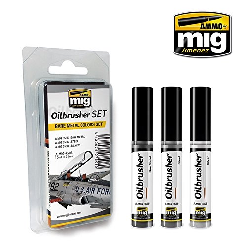 Ammo MIG-7508 Bare Metal Colors Oilbrushers Set, Multicolour