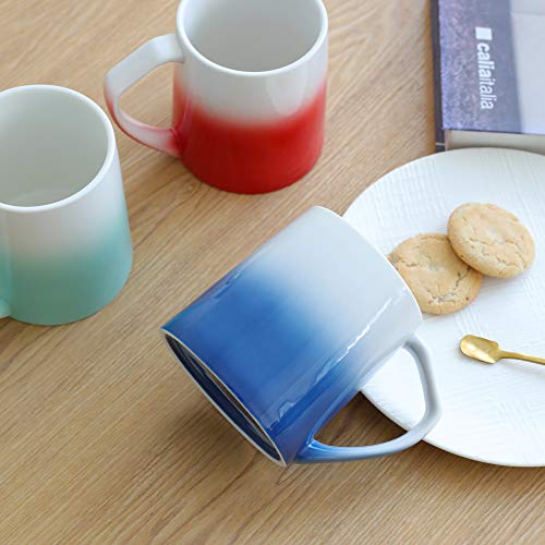 TEANAGOO Porcelain Coffee Mugs Set Of 6, 16 Ounce For Coffee, Tea, Cocoa, Set Of 6, MS025W Warm Sorted Colors, Teal Coffee Mug Set Of Large Coffee Mugs, juego de tasas de cafe 6 tasas para cafe set