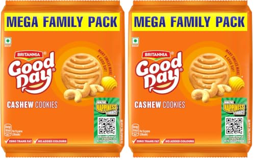 Image of Good Day Britannia Cashew Cookies, 905 g, 10N*82.7: 827 g (Weight May Varie) (Pack of 2)