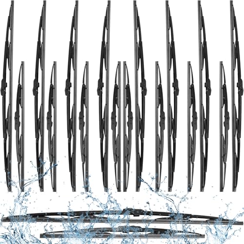 Image of BBTO 16 Pack Wiper Blades Windshield Wipers for Cars U J Hook, 26 18 Inch | Silicone Windshield Wipers, Durable Replacement Blade Set, All Season, Universal Front Fit Passenger Driver Side