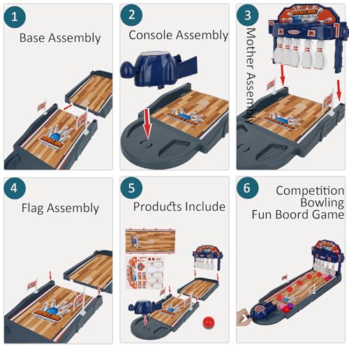 Bowling Lane Toy Game – Tabletop Mini Bowling Set -Includes Pins Balls - Indoor Outdoor Family Fun -Portable Shooting Alley - Ideal for Kids & Adults