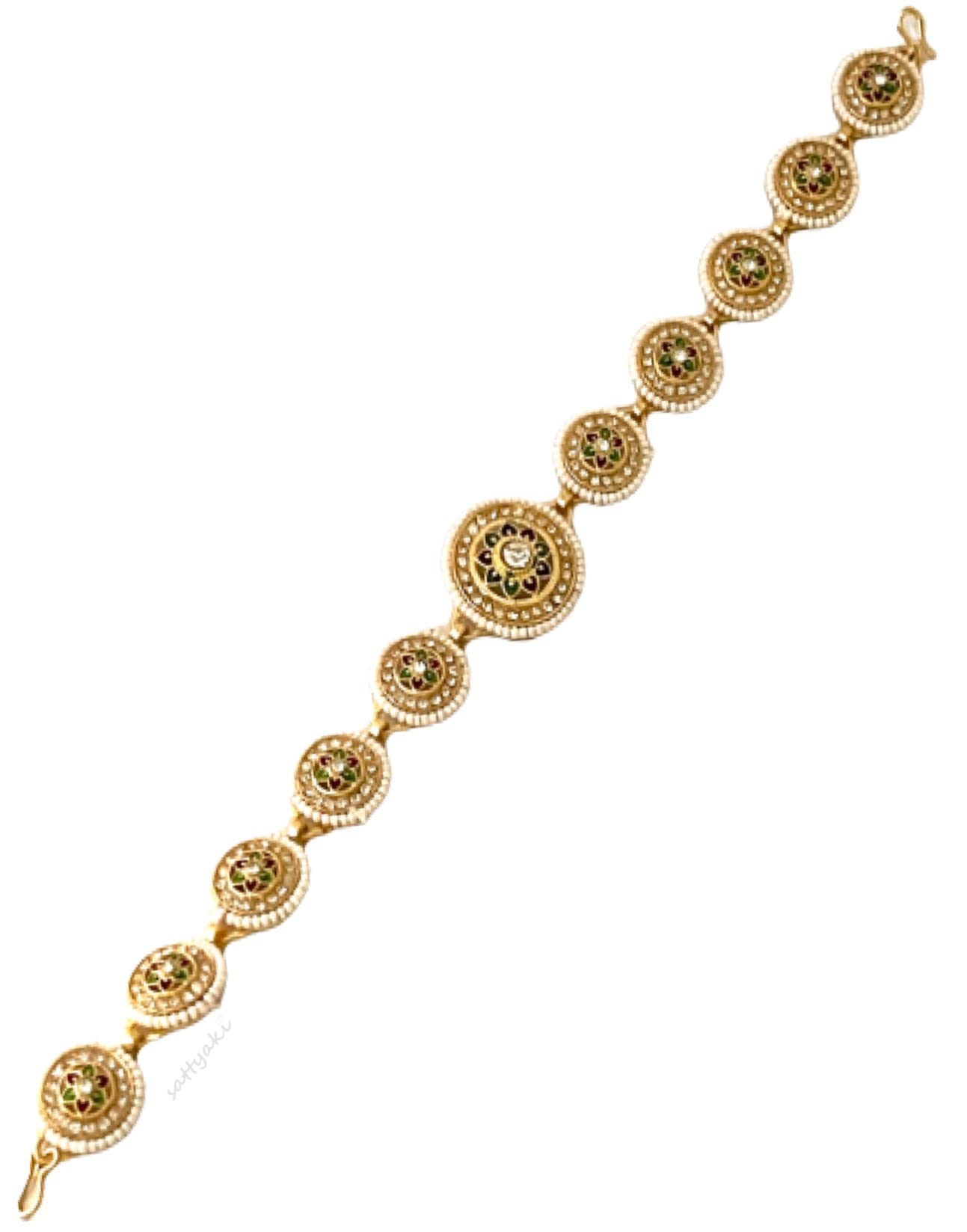 SattyakiTraditional Rajasthani Gold Plated Hair Jewellery/Head Jewellery/Hair Pain/Hair Accessory Bridal Sheeshphool Minakari Stone Borlafor Women and Girls