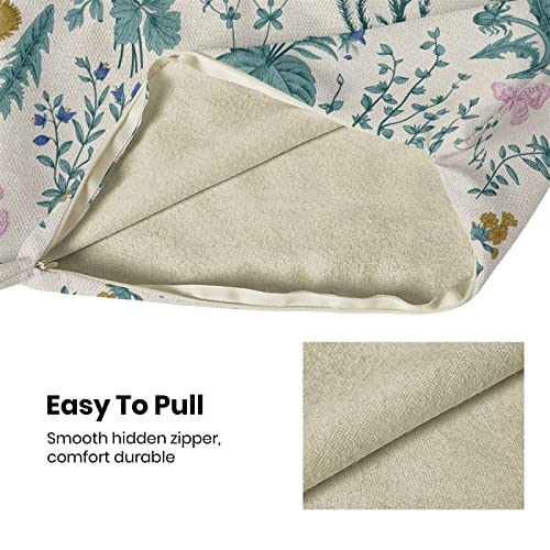 Image of AEIOAE Spring Pillow Covers 18x18 Inch Set of 2,Blue Teal Wild Flower Plant Throw Pillows Case,Seasonal Floral Outdoor Decorative Square Linen Farmhouse Decor Cushion Covers for Home Sofa Bed Couch