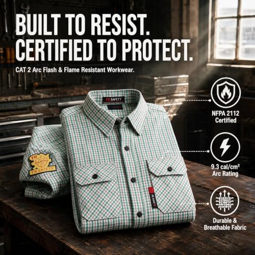 Image of SRsafety Hi Vis FR Shirts for Men,7.0oz Long Sleeve FR Work Shirts,100% Cotton High Visibility Fire Shirt