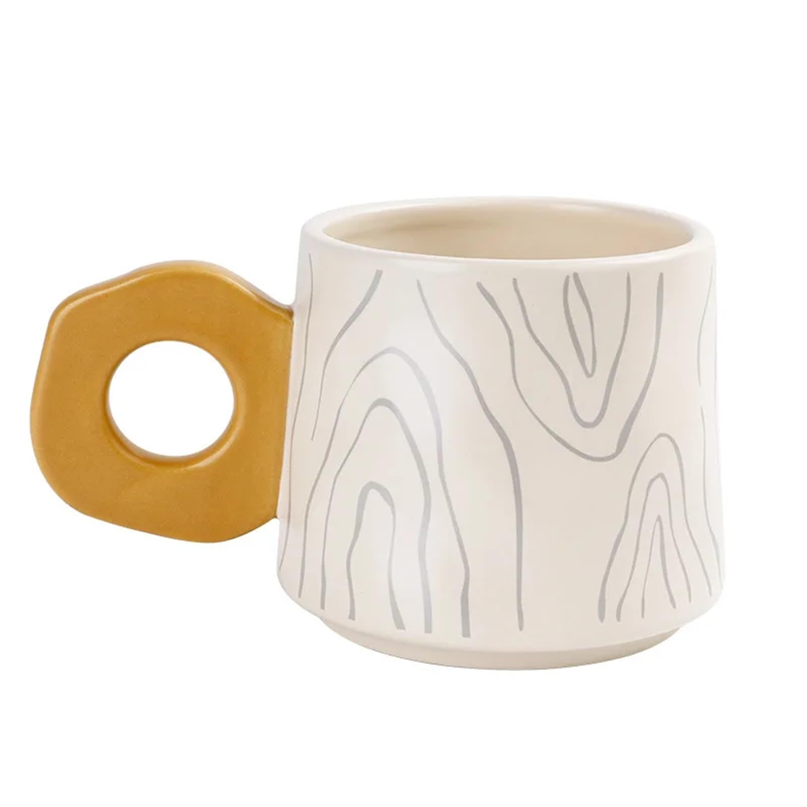 Kaffeetasse Untertasse Sets Baumring Keramik Haushalt Nachmittagstee Kaffeetasse mit Schale 2er Set Kreative einfache Wassertassen(Color-C)