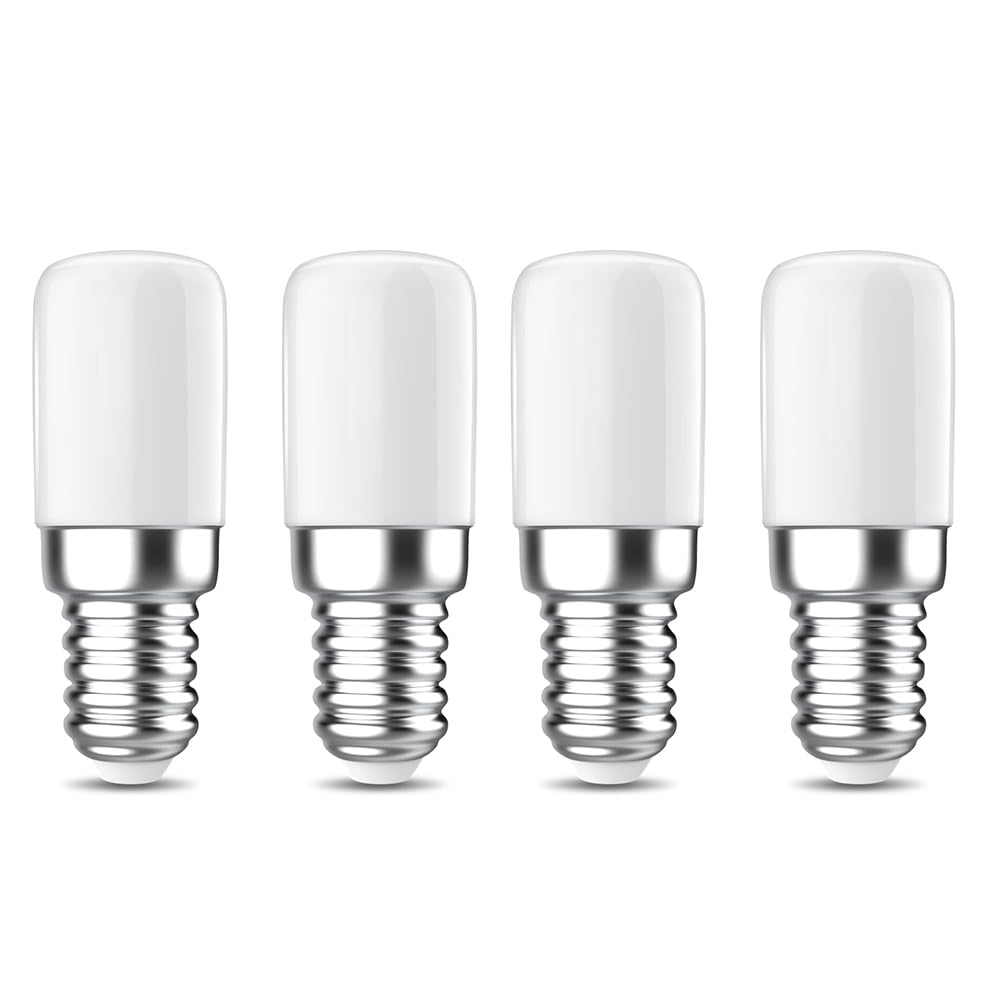 qimoi Fridge Bulb, 1.5W E14 LED Light Bulb, 150LM 3000K Saving Light Bulbs, for Fridge, Cooker Hood 4 Pack