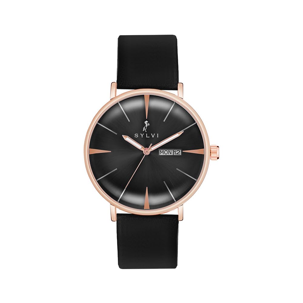 Sylvi Elegadoom Wrist Watch for Men | Leather Strap Analog Watch for Men | Water Resistant | Classic Watch with 3D Doom Glass Display | Wrist Watches with Day & Date (WR Blue) (B0D35H2BYK) Amazon Price History, Amazon Price Tracker