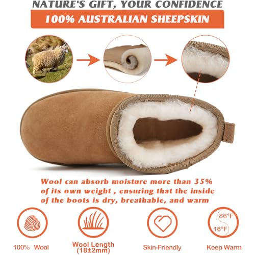 Mel&Syd 100% Australian Sheepskin Mini Boots: -22℉~59℉ Thermal Ankle Booties Daily Comfort - Waterproof Suede Breathable Winter Shoes for Professional Women Urban Commute & Office Wear2