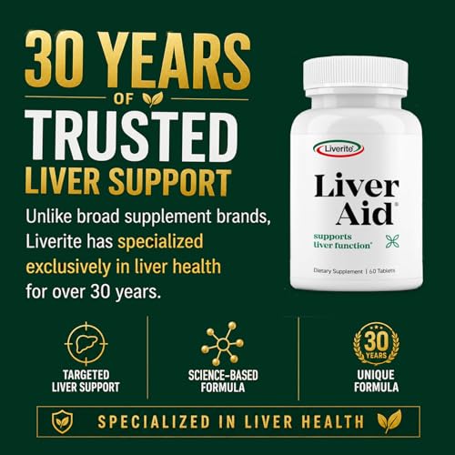 Liverite Liver Aid 60 Tablets, Supports Healthy Liver Function, Cleansing, Energy & Daily Wellness