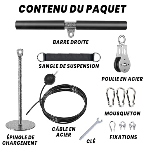 Poulie Musculation LAT Pulldown Corde Triceps et Machine Dos Épaules