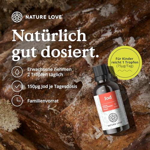 NATURE LOVE® Jod Tropfen - 150µg 50ml - alkoholfrei und vegan - geschmacksneutral, hoch bioverfügbar - hochdosiert & laborgeprüft 3
