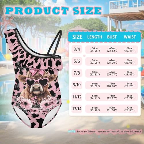 Image of Xpyiqun Swimsuits for Girls 3-14 1-Shoulder Ruffle Bathing Suit One Piece Adjustable Halter Swimming Wear