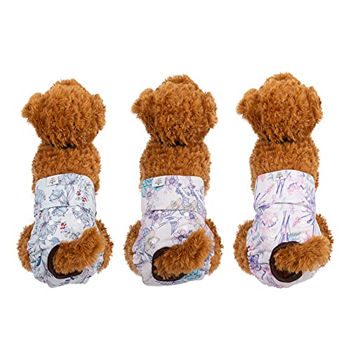 Image of CuteBone Dog Diapers Female Washable Small Medium Large 3 Pack Reusable Doggie Diapers Puppy Period Pants for Doggy Heat Cycle Peeing