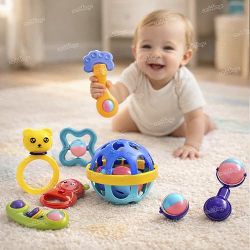Image of Zest 4 Toyz Rattle for Baby 0-6 Months New Born Baby Rattle Toy for Baby Early Development Toys for Kids Toy Return Gifts for Kids - Pack of 7