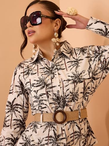 Image of Pink Paprika by SASSAFRAS Women's Tropical Belted Shirt With Straight Pants