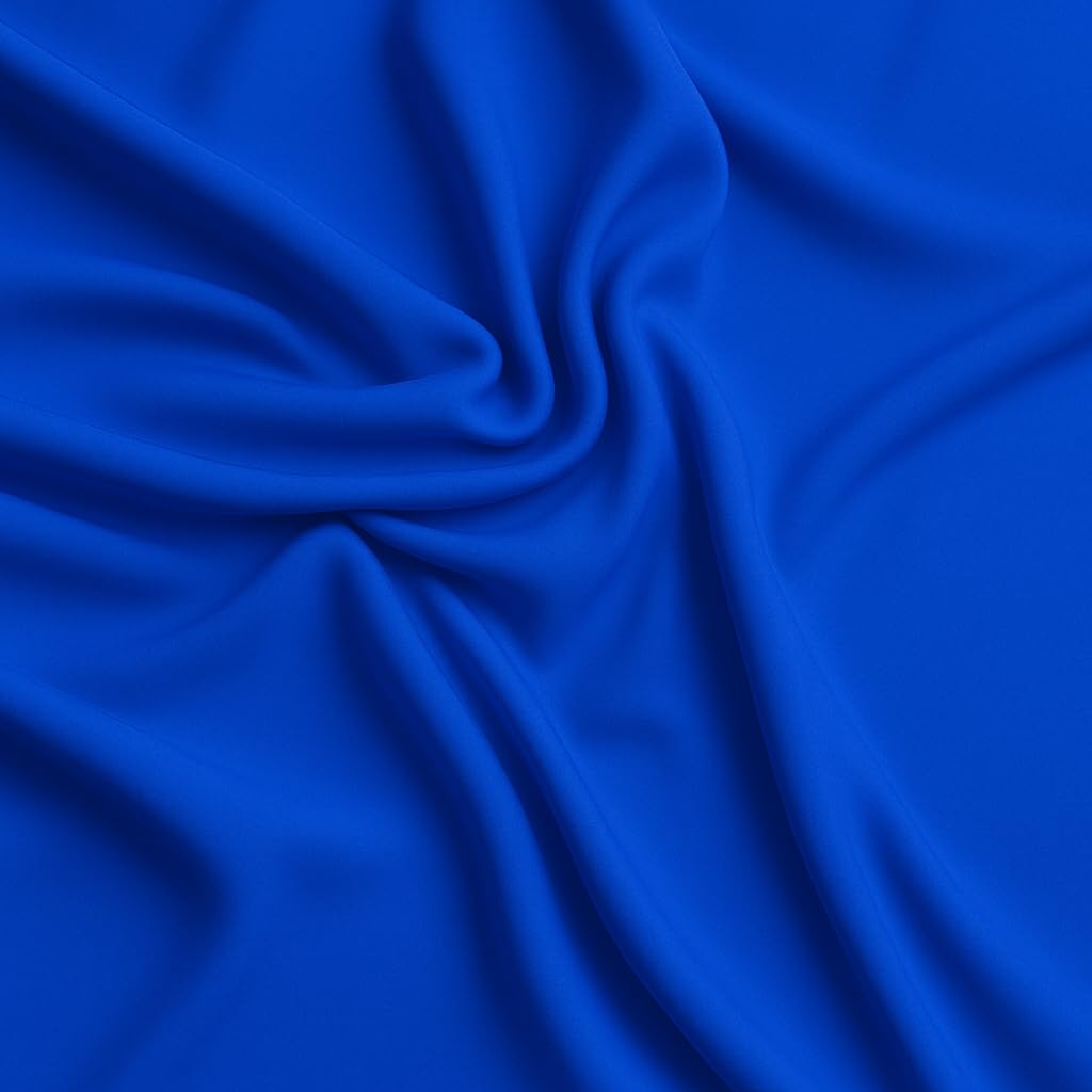 Unstitched Royal Blue Soft Shiney Plain American Crepe Fabric Use for Sewing Dresses, Home Decoration, Craftings - Size: 5 Meters Length × 44 inches Width (Approx.)-image-16