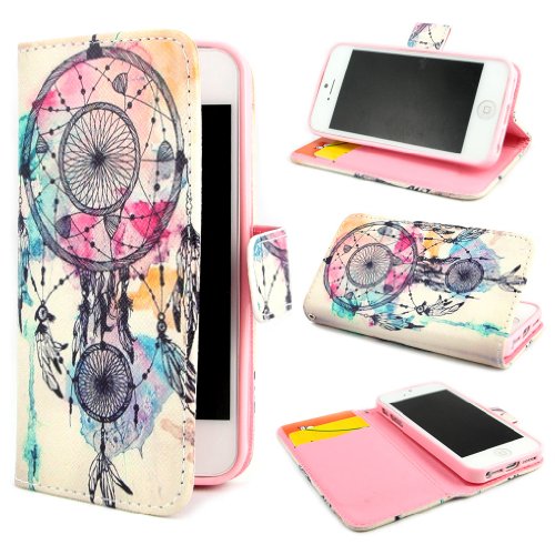 ivencase D44 Painting Art Design PU leather Flip Cover Case for Apple iPhone 5 5S + One 