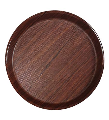 Staab's Gastro Tablett rund braun Laminat mit hohem Rand und antirutsch Oberfläche, Kellnertablett, Serviertablett, Bierglasträger, Gläsertablett (Ø 42 cm) Cover