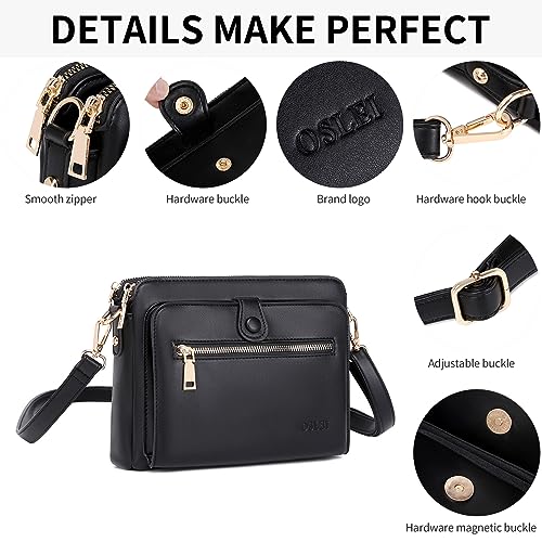 Crossbody Bag for Women Soft Smooth Handbag Three Layer Leather Crossbody Shoulder Bag Purse with Credit Card Slots4