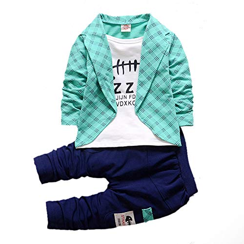 GOOGO GAAGA Boys Green Blazer with Attached T-Shirt and Pant Set