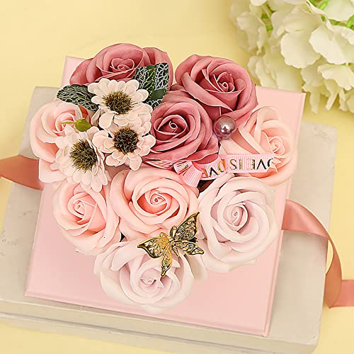 Gbsell Valentine's Day/Mother's Day/Teachers' Day Floral Scented Bath Soap Rose Flower Petals Plant Essential Oil Flower Soap Set In Gift Box, Thoughtful Gift For Mother, Wife, Daughter, #TOP3