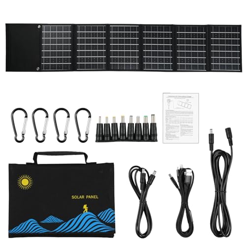 6-Fold 50W Solar Panel Folding Bag Dual USB+DC Output Solar Charger Portable Foldable Solar Charging Device Outdoor Portable Power Supply for Outdoor Hiking Climbing Camping Picnic