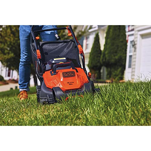 BLACK+DECKER Electric Lawn Mower with Bike Handle, 15-Inch, 10-Amp, Corded (BEMW472BH)