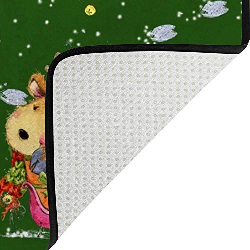 Tapis de Noël vert Ruchen pour partager la magie des fêtes avec un cerf mignon