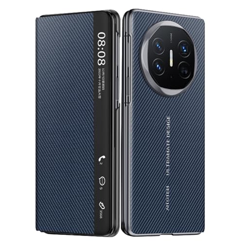 HAMEILU �K�p�Ώ�Huawei Mate X6�p���C���U�[�P�[�X�A�X�}�[�g�E�B���h�E�r���[�@�\�t���t���b�v�J�o�[�A�J�[�{���t�@�C�o�[���e�N�X�`���[�A�S�g�ی�V�F��,�u���[,Mate X6