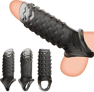 3 Pcs Thicken Penis Enlargement Sleeves, Reusable Cock Ring, Delay Ejaculation Penis Enlarger Stronger Erection Enhancement Silicone Sex Toys Adult Supplies Soft Realistic Penis Ring for Men Male