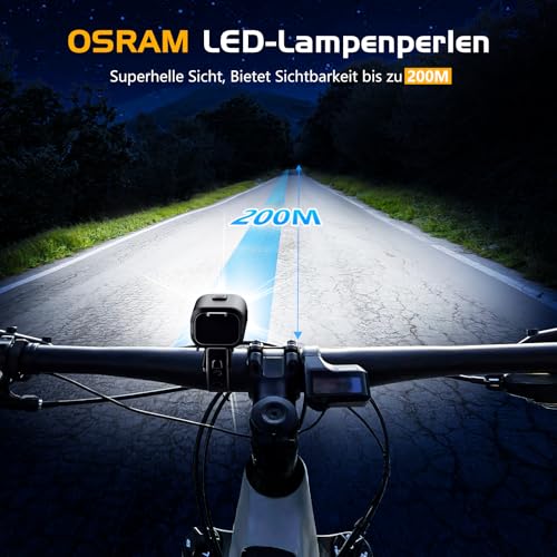 LED Fahrrad Licht Vorne Fahrradlicht USB C Aufladbar Fahrradlampe mit 1000mAh Akku, StVZO Zugelassen Fahrradbeleuchtung Vorne IPX5… – Ansicht 2