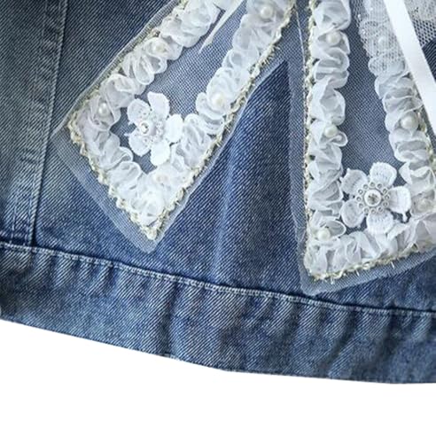 Kids Girls Cute Butterfly Embroidery Ripped Denim Jacket Coat Casual Outerwear Bow Lace Button Down Jean Jakcets3