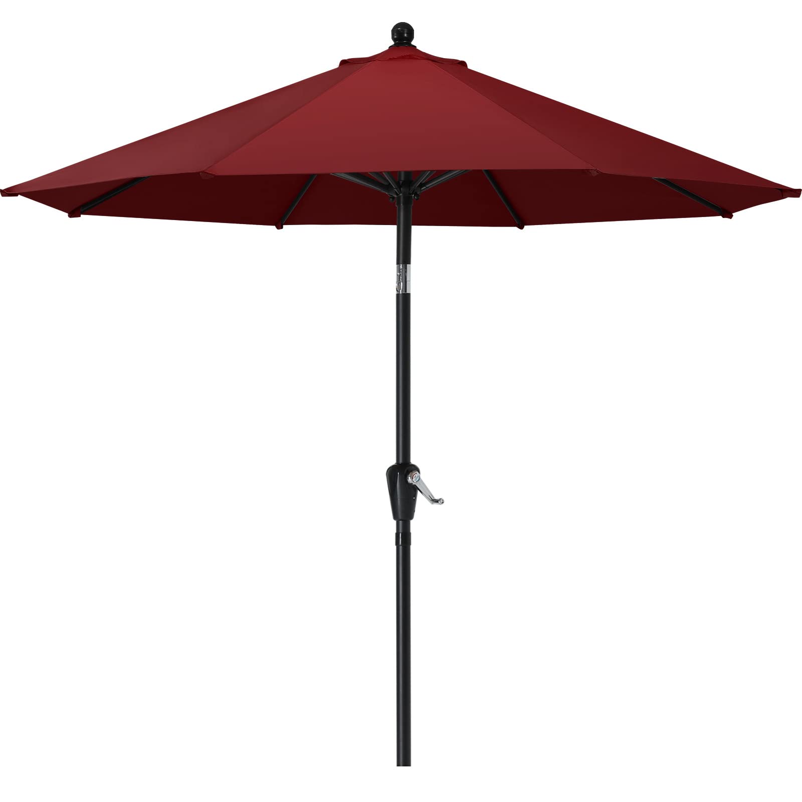 MasterCanopy 270 cm Sonnenschirm neigungsverstellbar, mit 8 Rippen und Kurbel, für Patio, Garten, Terrasse, Markt, Burgund